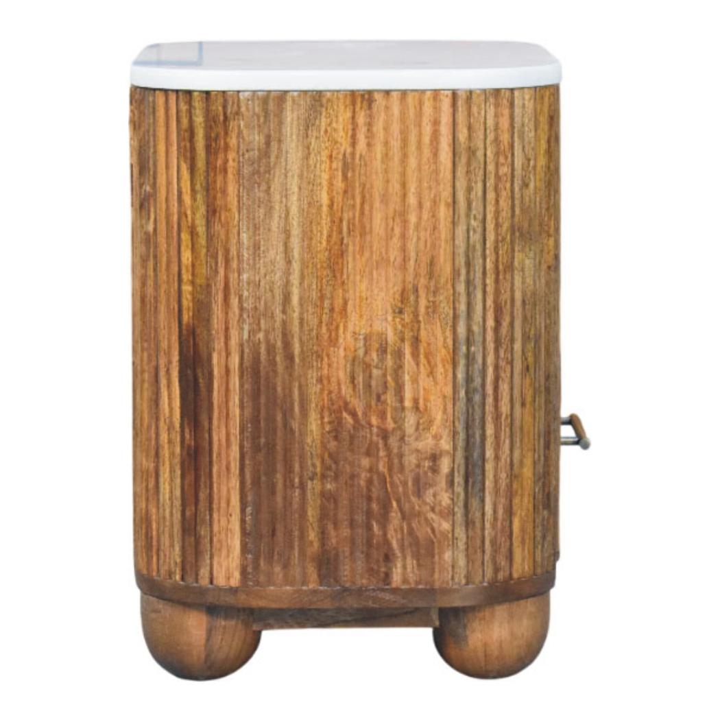 Beaumont Marble Bedside Table | Solid Mango Wood | Natural Stone Top | Compact Nightstand