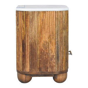 Beaumont Marble Bedside Table | Solid Mango Wood | Natural Stone Top | Compact Nightstand