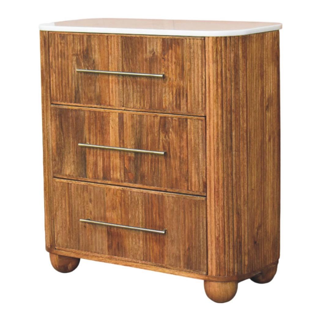 Beaumont Marble Chest of Drawers | Solid Mango Wood | Natural Stone Top | Bedroom Storage