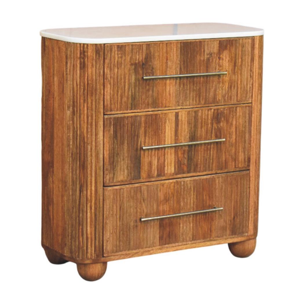 Beaumont Marble Chest of Drawers | Solid Mango Wood | Natural Stone Top | Bedroom Storage