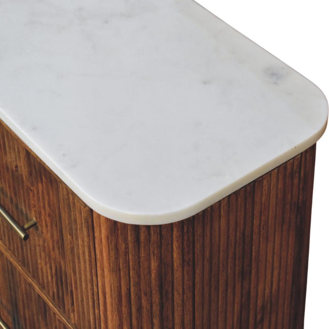 Beaumont Marble Chest of Drawers | Solid Mango Wood | Natural Stone Top | Bedroom Storage