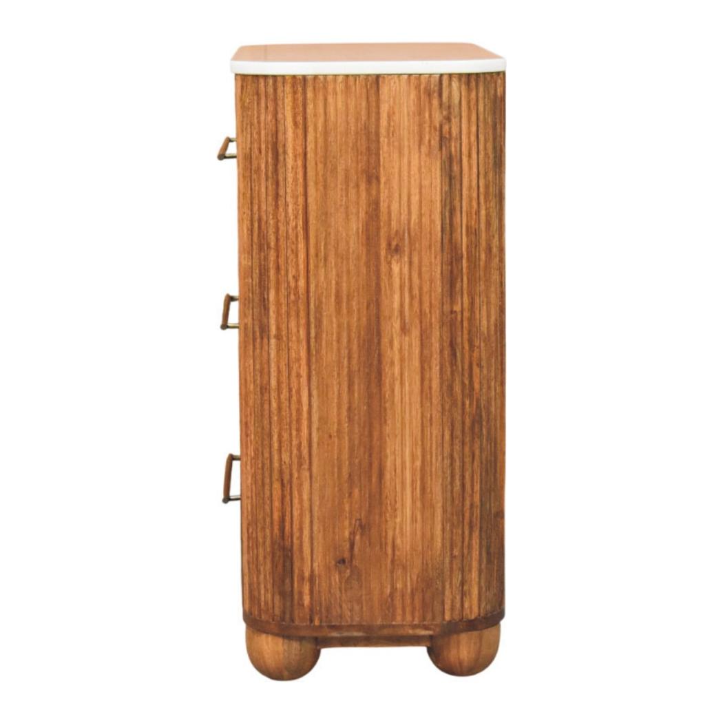 Beaumont Marble Chest of Drawers | Solid Mango Wood | Natural Stone Top | Bedroom Storage