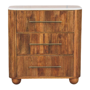 Beaumont Marble Chest of Drawers | Solid Mango Wood | Natural Stone Top | Bedroom Storage