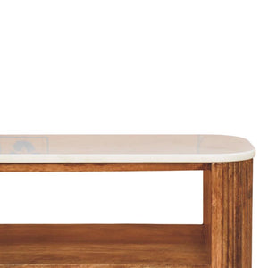 Beaumont Marble Shoe Bench | Solid Mango Wood | Natural Stone Top | Entryway Storage