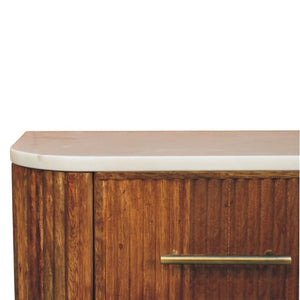 Beaumont Wall-Mounted Bedside | Solid Mango Wood | Natural Marble Top | Floating Nightstand