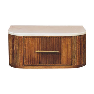 Beaumont Wall-Mounted Bedside | Solid Mango Wood | Natural Marble Top | Floating Nightstand
