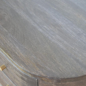 Bedside Table with Brass Legs | Solid Mango Wood | Ash Black Finish | Drawer Storage