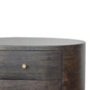 Bedside Table with Brass Legs | Solid Mango Wood | Ash Black Finish | Drawer Storage