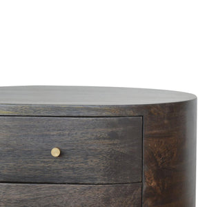 Bedside Table with Brass Legs | Solid Mango Wood | Ash Black Finish | Drawer Storage