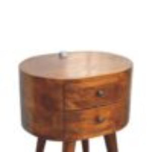 Bedside Table with Reading Light | Chestnut Finish | Integrated Bedside Lighting