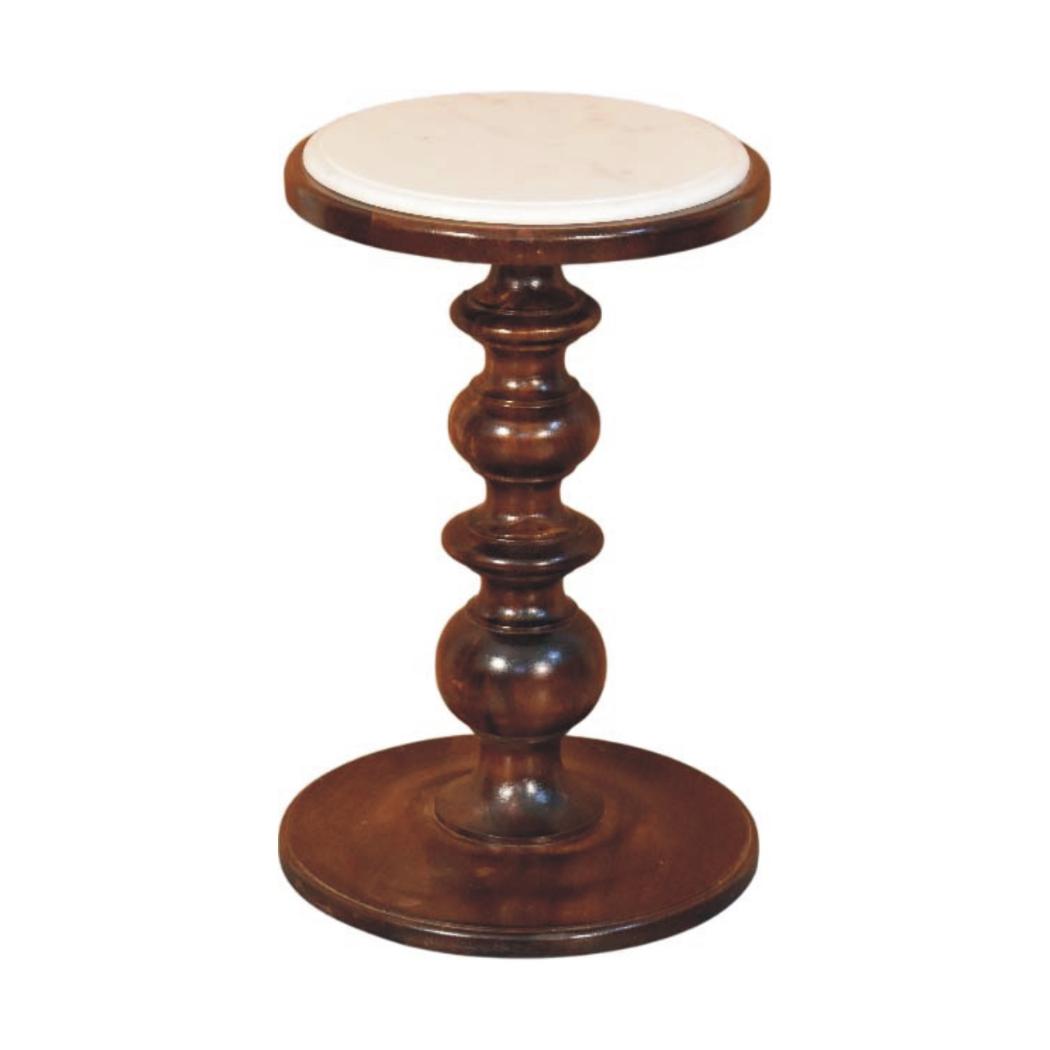 Bellmont Side Table | Solid Mango Wood | Marble Top | Walnut Finish Accent Table