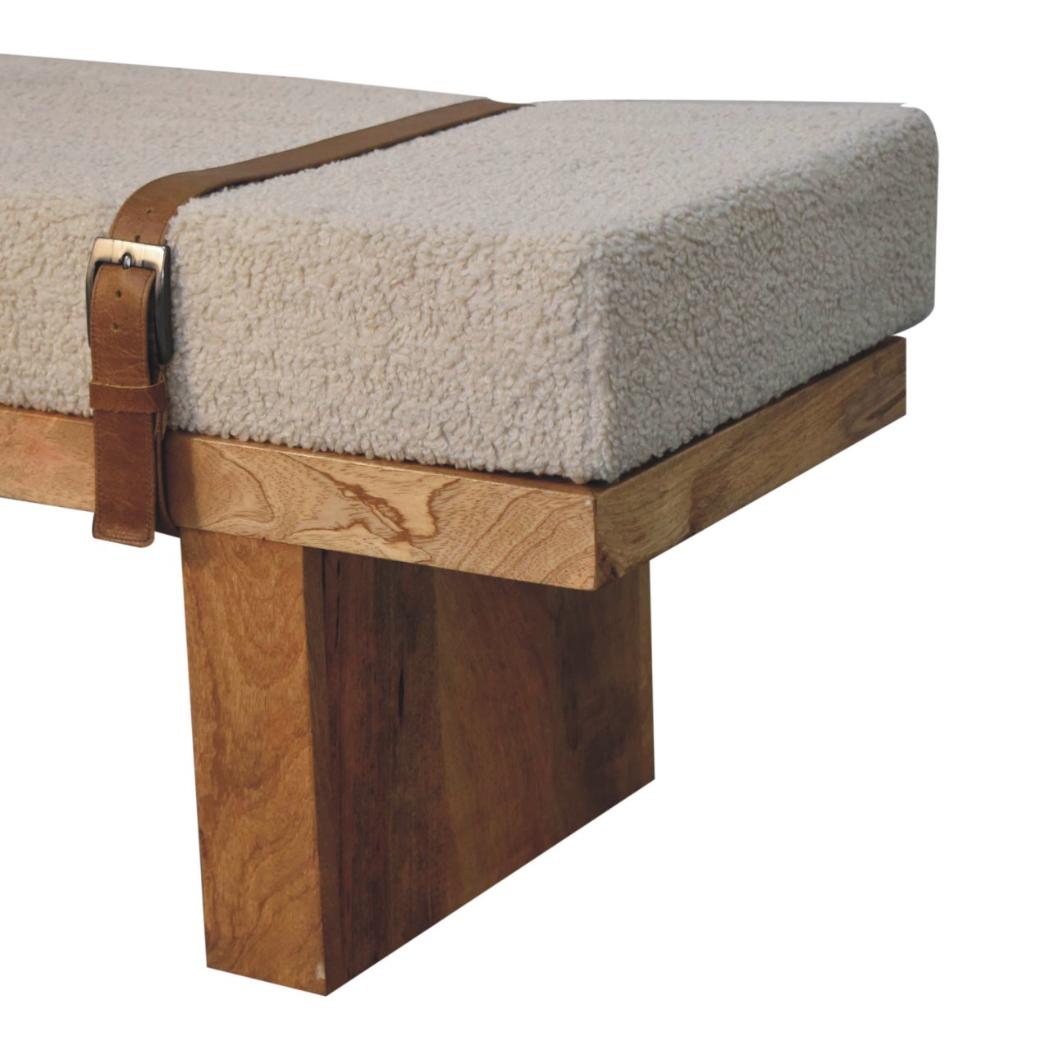Belmont Boucle Bench | Cream Upholstery | Solid Wood Frame