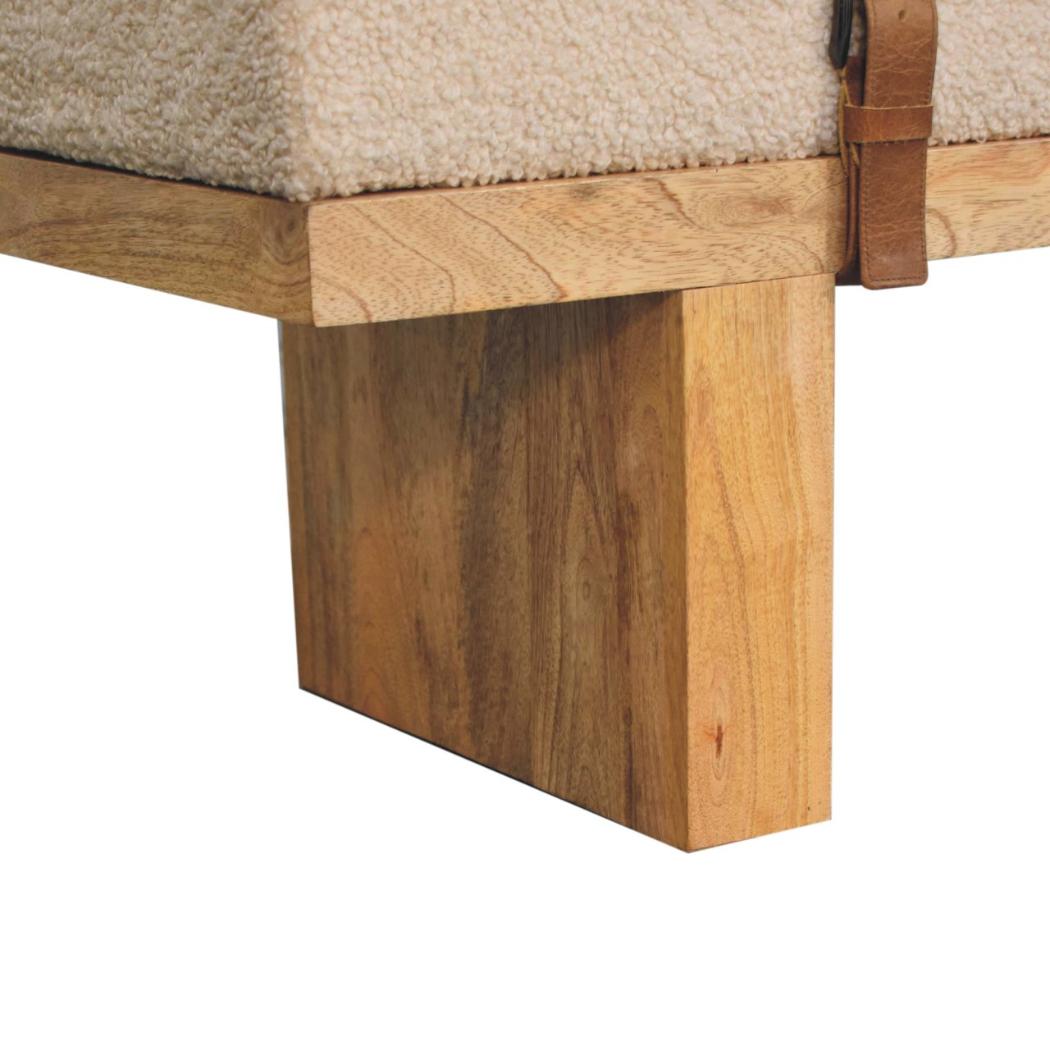 Belmont Boucle Bench | Cream Upholstery | Solid Wood Frame