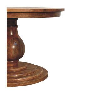 Belmont Round Dining Table | Solid Mango Wood | Sculptural Pedestal Base | Modern Dining Furniture