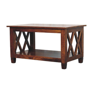 Belmont X-Frame Coffee Table | Solid Mango Wood | Chestnut Finish