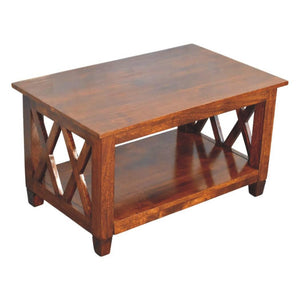 Belmont X-Frame Coffee Table | Solid Mango Wood | Chestnut Finish