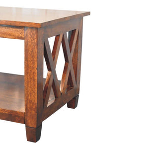 Belmont X-Frame Coffee Table | Solid Mango Wood | Chestnut Finish