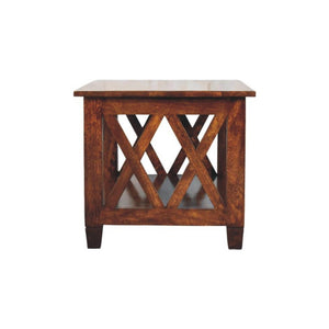 Belmont X-Frame Coffee Table | Solid Mango Wood | Chestnut Finish