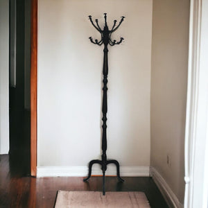 Black Coat Stand | Freestanding Entryway Storage | Slim Vertical Design