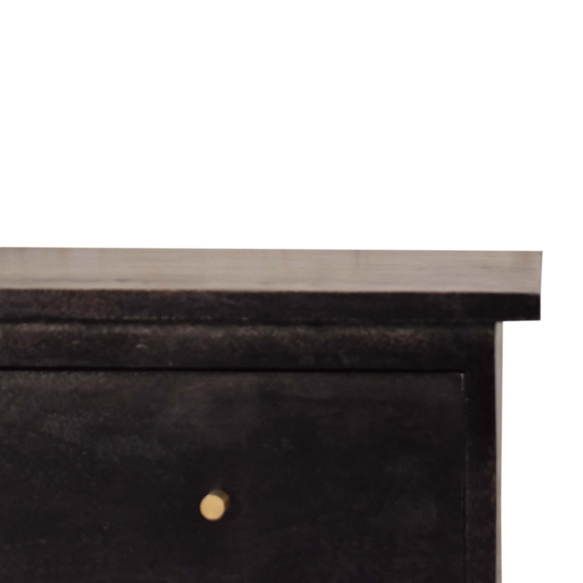 Black Hand Painted Bedside Table | Solid Mango Wood | Ash Black Finish | 2 Drawer Nightstand