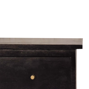 Black Hand Painted Bedside Table | Solid Mango Wood | Ash Black Finish | 2 Drawer Nightstand