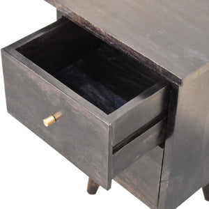 Black Hand Painted Bedside Table | Solid Mango Wood | Ash Black Finish | 2 Drawer Nightstand