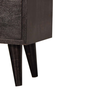 Black Hand Painted Bedside Table | Solid Mango Wood | Ash Black Finish | 2 Drawer Nightstand