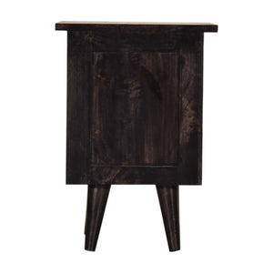 Black Hand Painted Bedside Table | Solid Mango Wood | Ash Black Finish | 2 Drawer Nightstand