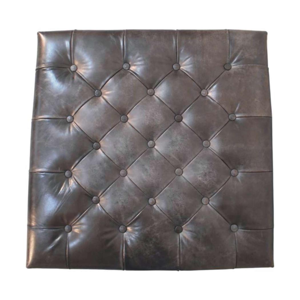 Black Leather Upholstered Ottoman | Footstool | Accent Seat