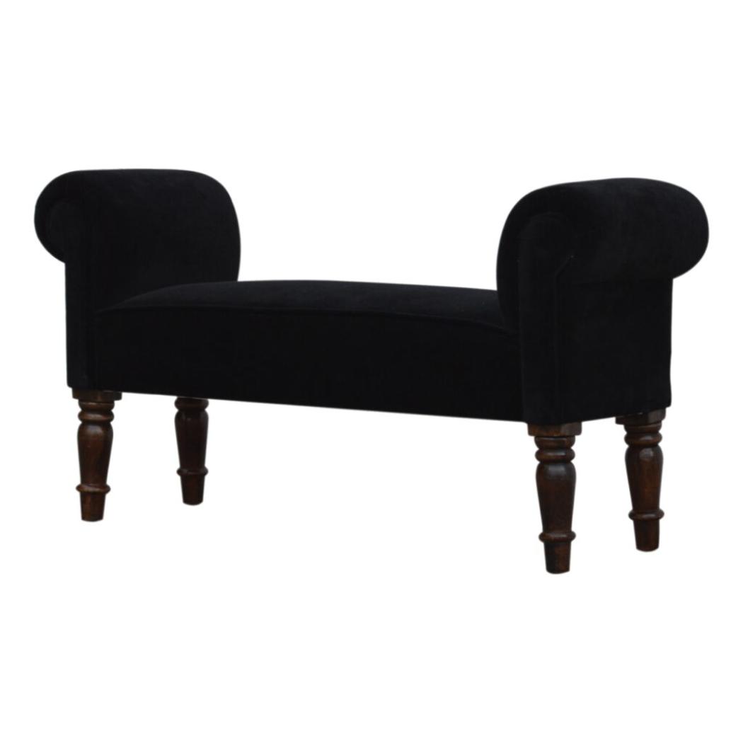 Black Velvet Bench | Elegant Upholstered Seating | Versatile Home Accent