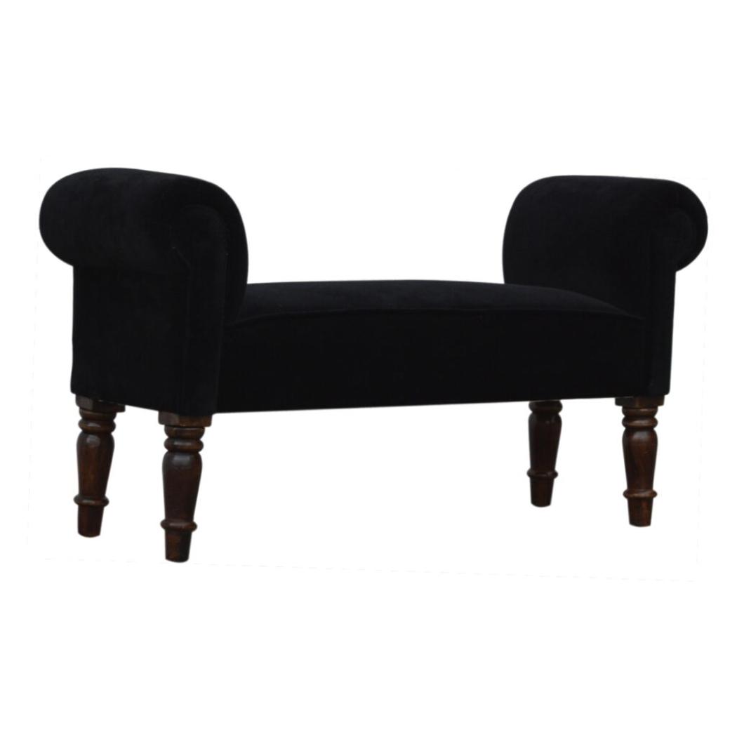 Black Velvet Bench | Elegant Upholstered Seating | Versatile Home Accent