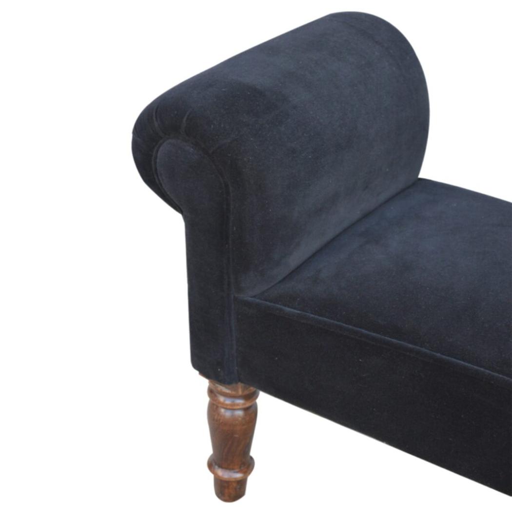 Black Velvet Bench | Elegant Upholstered Seating | Versatile Home Accent