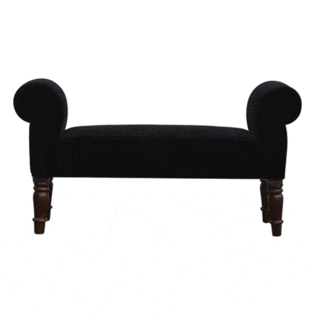 Black Velvet Bench | Elegant Upholstered Seating | Versatile Home Accent