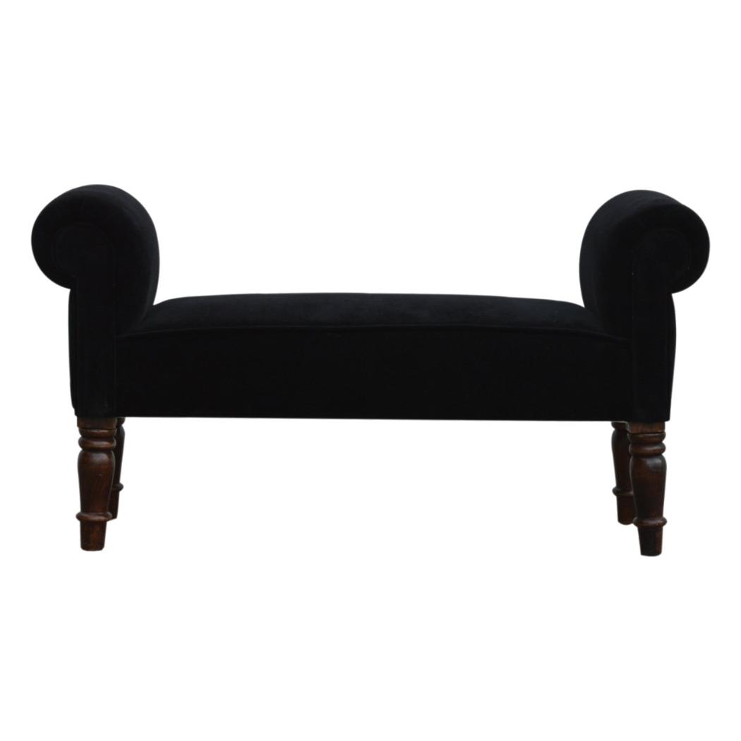 Black Velvet Bench | Elegant Upholstered Seating | Versatile Home Accent