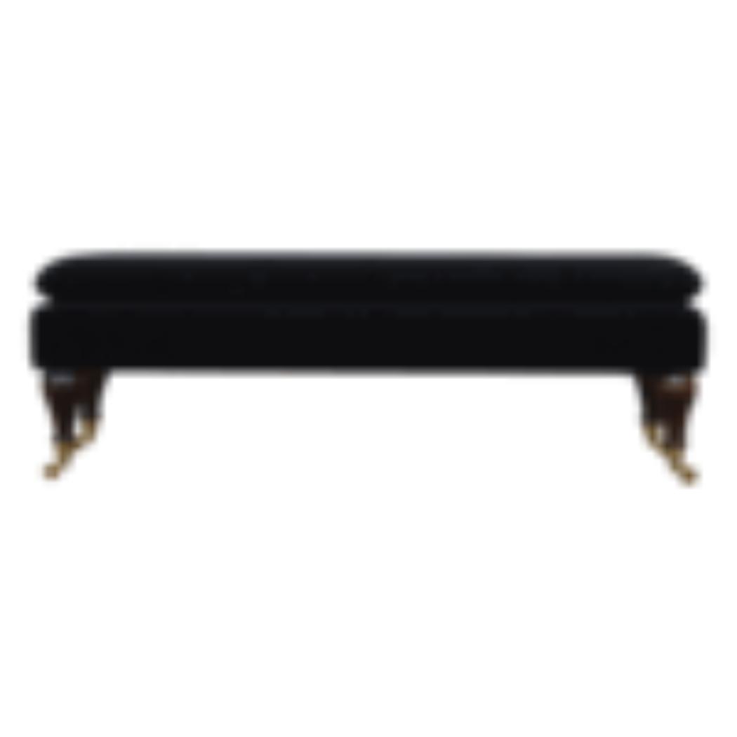 Black Velvet Castor Bench | Solid Mango Wood | Button Tufted Upholstery | Classic Seating