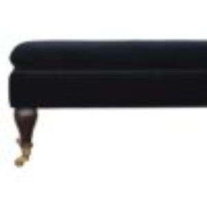 Black Velvet Castor Bench | Solid Mango Wood | Button Tufted Upholstery | Classic Seating