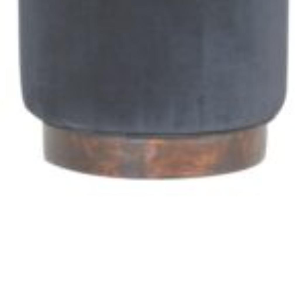 Black Velvet Footstool | Solid Mango Wood Base | Compact Accent Seating