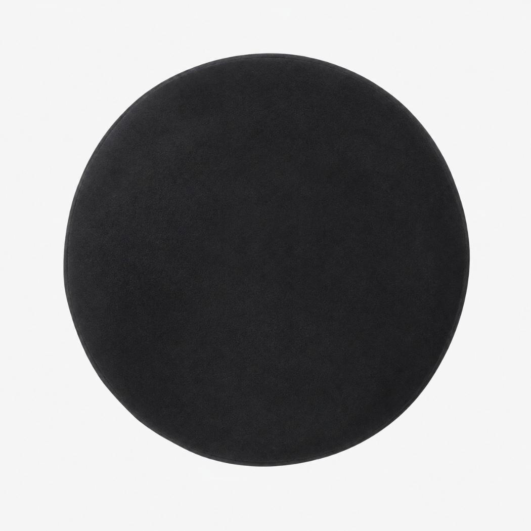 Black Velvet Footstool | Solid Mango Wood Base | Compact Accent Seating