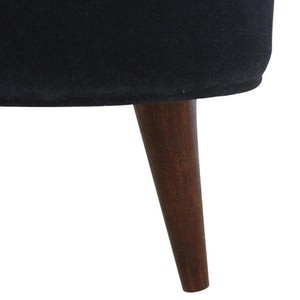 Black Velvet Nordic Style Footstool | Distinctive Detail | Versatile Home Furniture