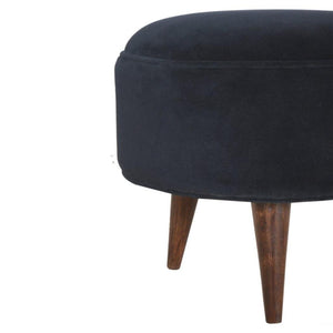 Black Velvet Nordic Style Footstool | Distinctive Detail | Versatile Home Furniture