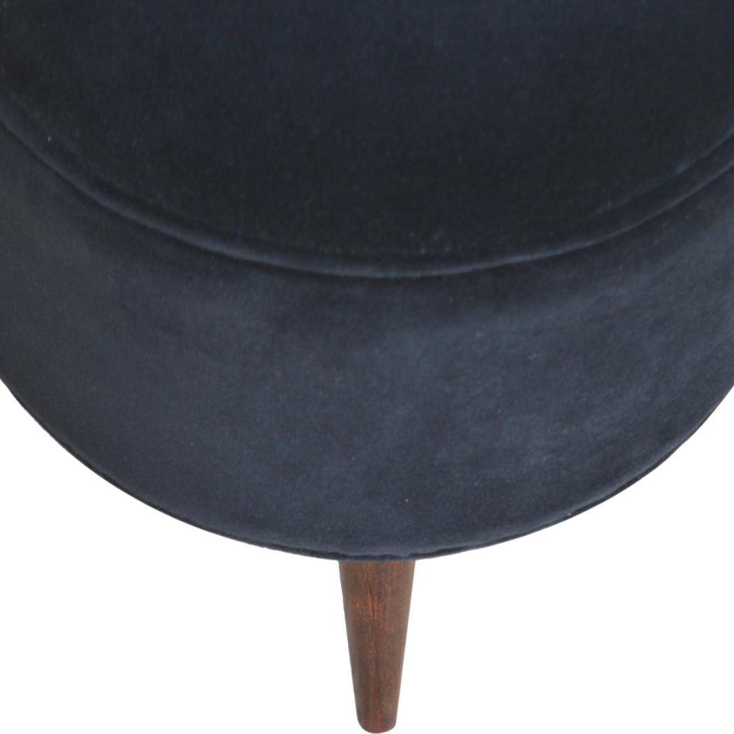 Black Velvet Nordic Style Footstool | Distinctive Detail | Versatile Home Furniture