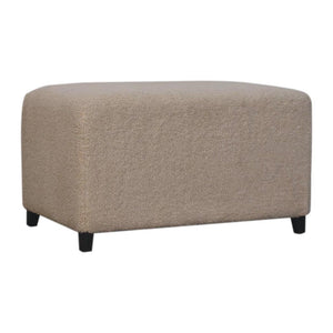Bliss Cream Bouclé Ottoman | Solid Mango Wood | Soft Upholstery | Round Footstool