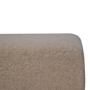 Bliss Cream Bouclé Ottoman | Solid Mango Wood | Soft Upholstery | Round Footstool