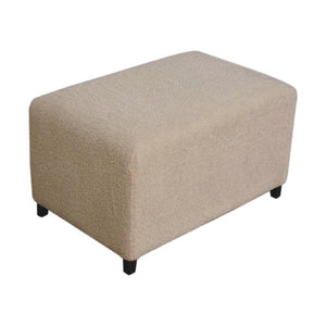 Bliss Cream Bouclé Ottoman | Solid Mango Wood | Soft Upholstery | Round Footstool
