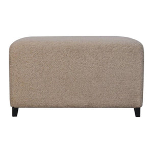 Bliss Cream Bouclé Ottoman | Solid Mango Wood | Soft Upholstery | Round Footstool