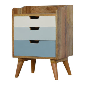 Blue Gradient Bedside Table | 3 Drawers | Solid Mango Wood