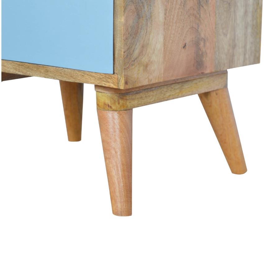 Blue Gradient Bedside Table | 3 Drawers | Solid Mango Wood