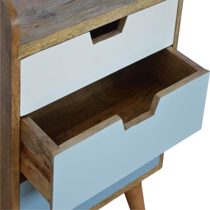 Blue Gradient Bedside Table | 3 Drawers | Solid Mango Wood