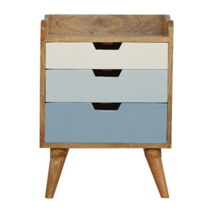 Blue Gradient Bedside Table | 3 Drawers | Solid Mango Wood