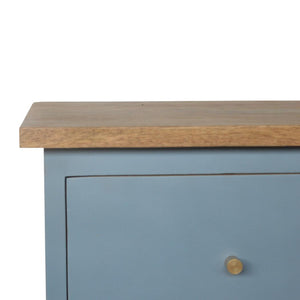 Blue Hand-Painted Bedside Table | Solid Mango Wood | Artisan Pattern | Bedroom Storage
